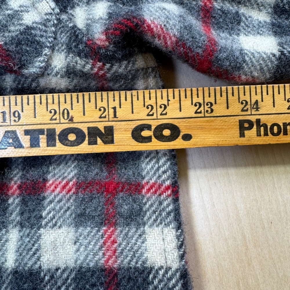 Woolrich Vintage Plaid Wool Blend Shirt Jacket Grey‎ Red Elbow Patches Size M - Picture 3 of 7